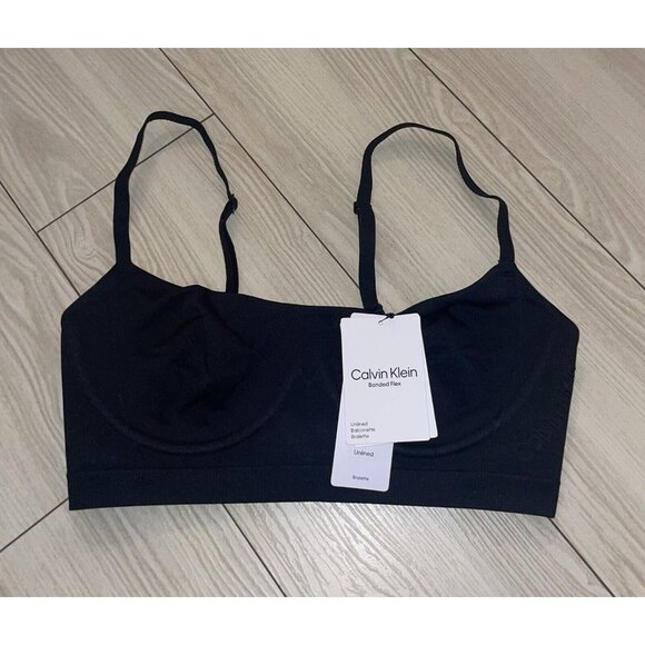 Calvin Klein QF6609 Bonded Flex Unlined Balconette Bra WF Womens S Small Black - Picture 2 of 7